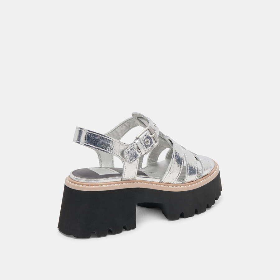 latice sandalen silberfarbenes leder im used-look