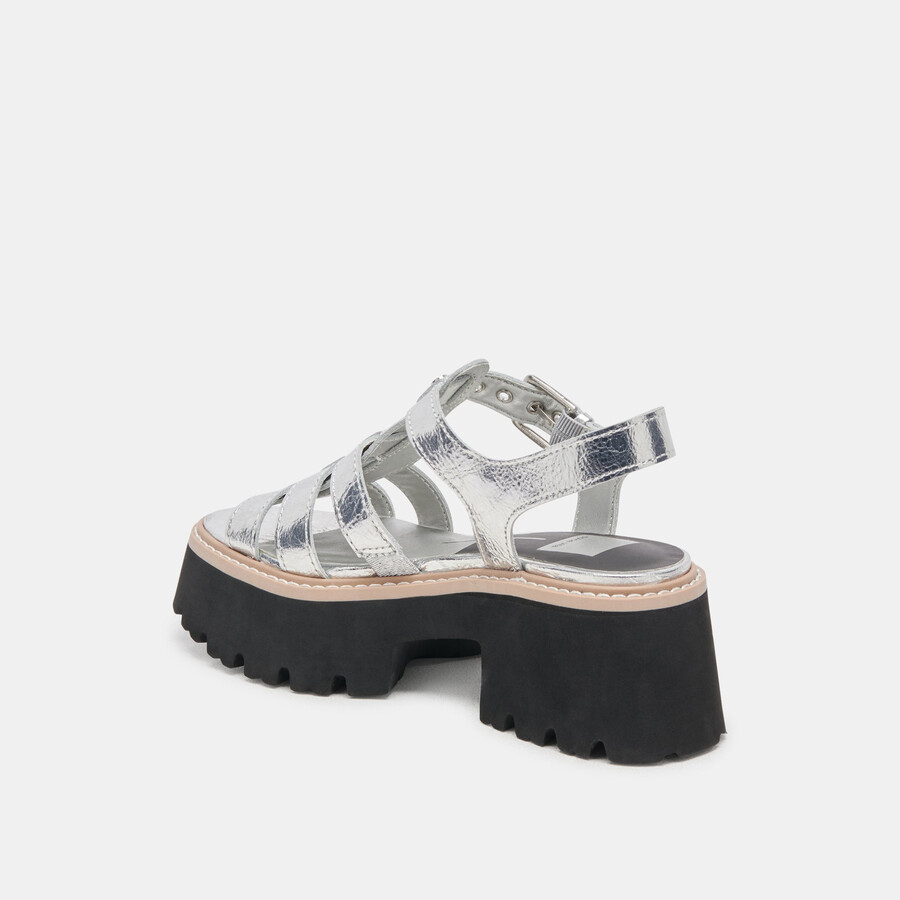latice sandalen silberfarbenes leder im used-look