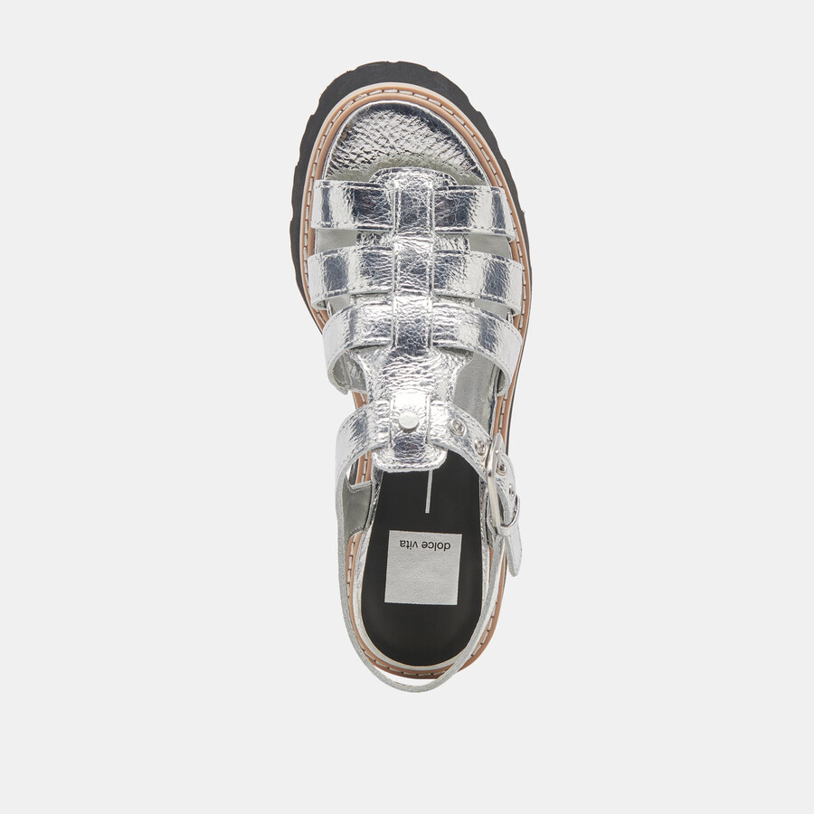 latice sandalen silberfarbenes leder im used-look