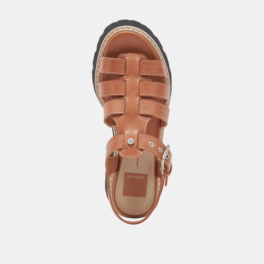 latice sandalen aus braunem leder