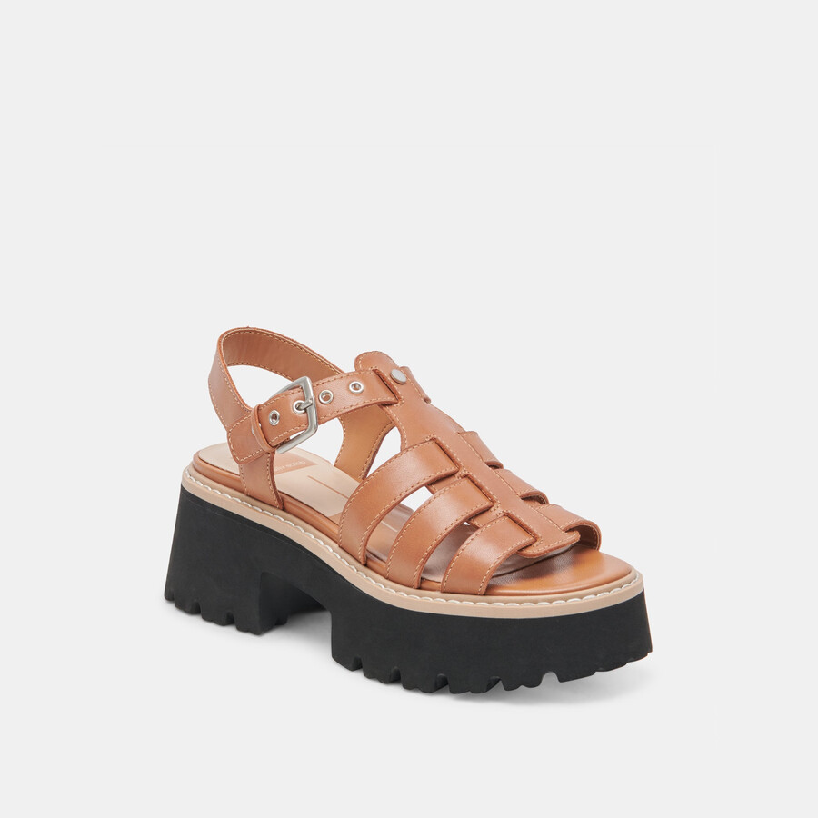 latice sandalen aus braunem leder