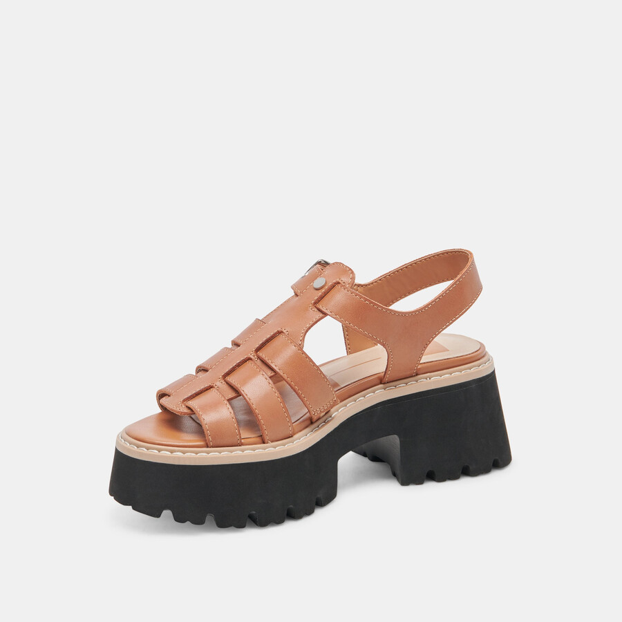 latice sandalen aus braunem leder