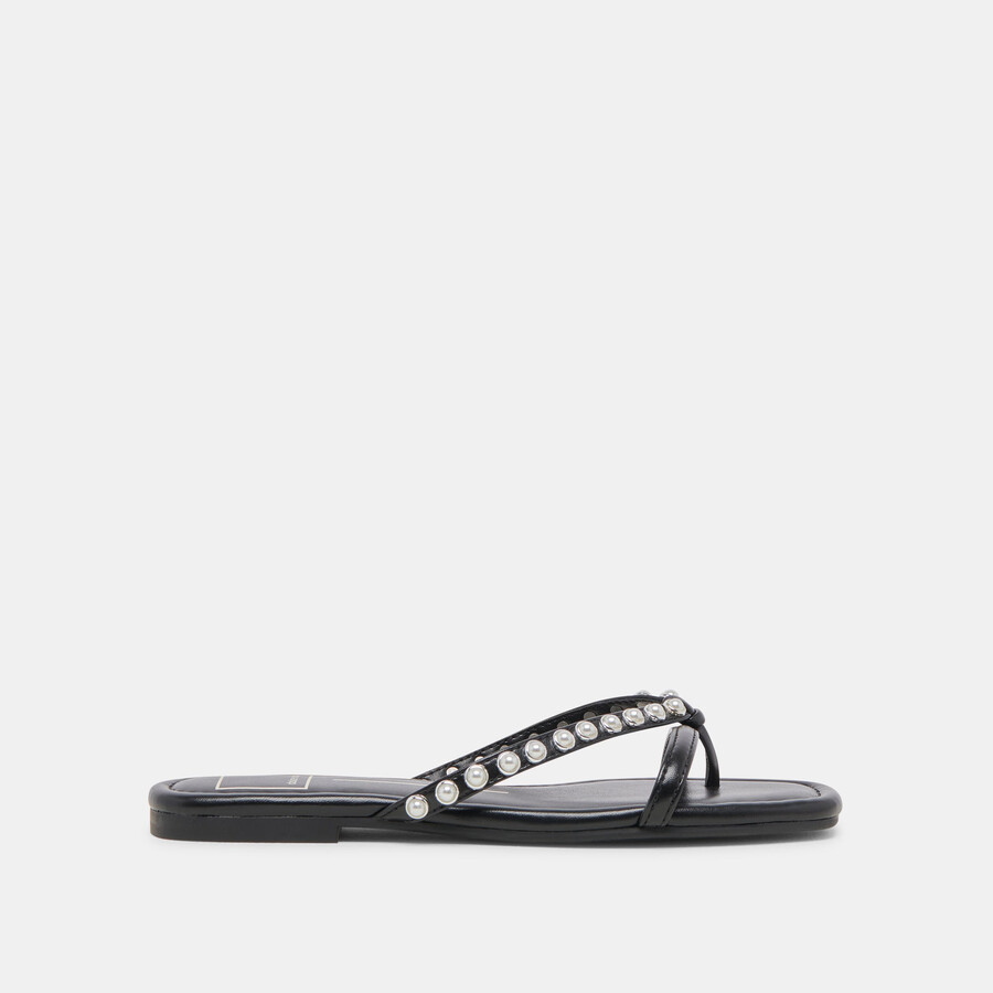 lucca perlen-sandalen mit schwarzen perlen