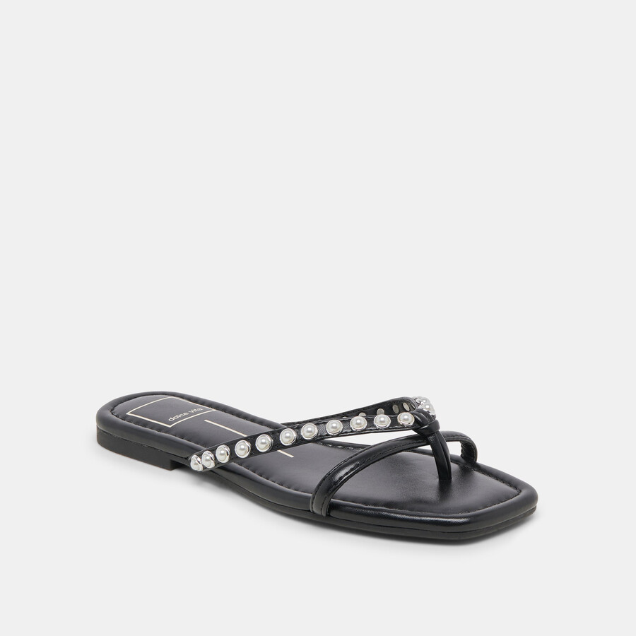 lucca perlen-sandalen mit schwarzen perlen