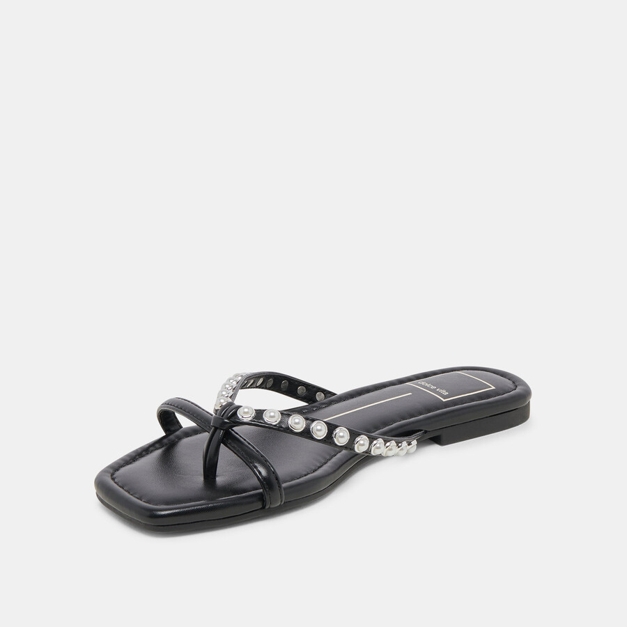 lucca perlen-sandalen mit schwarzen perlen