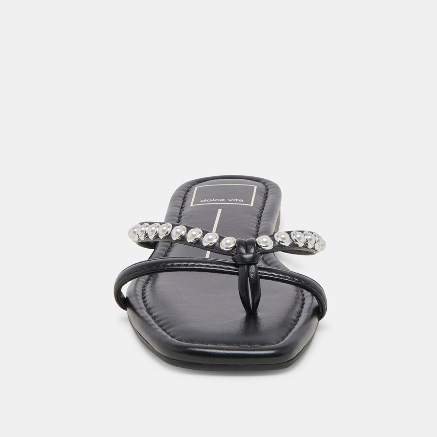lucca perlen-sandalen mit schwarzen perlen