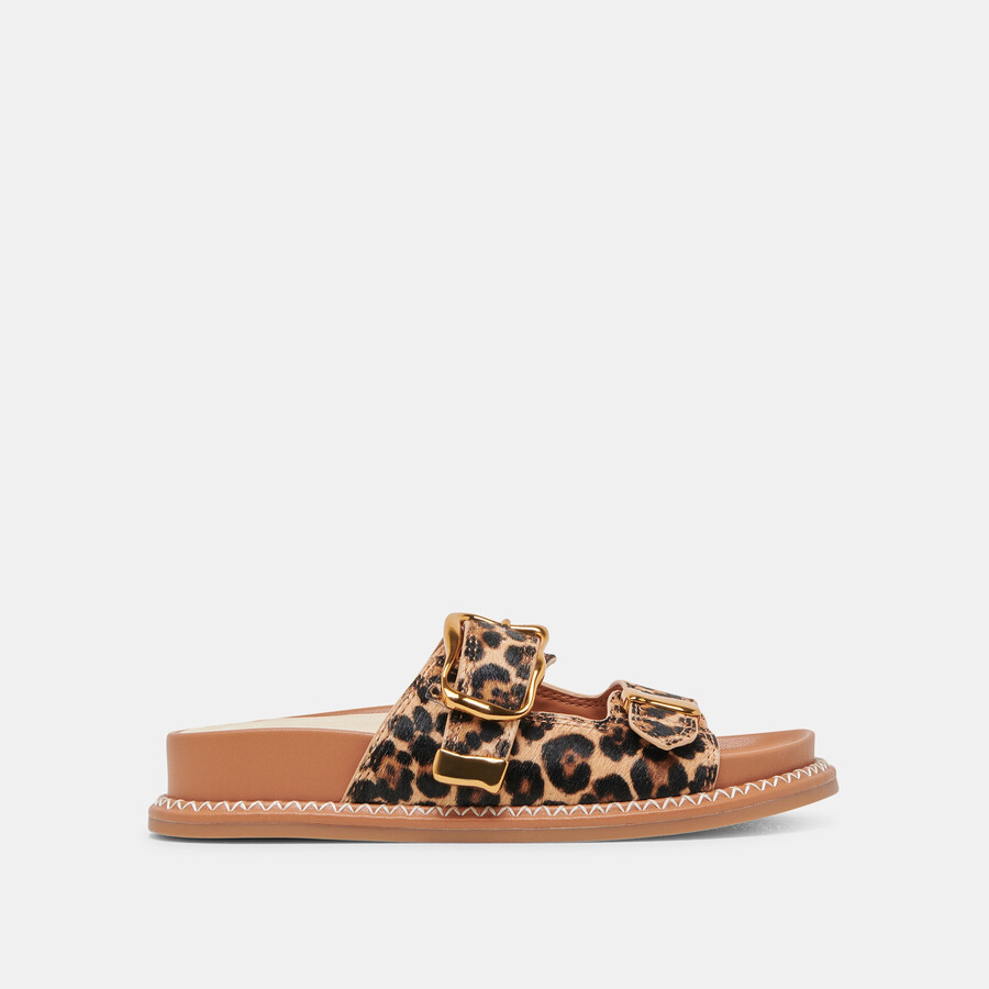 sevana sandalen dunkelbraunes leopardenmuster kalbsleder