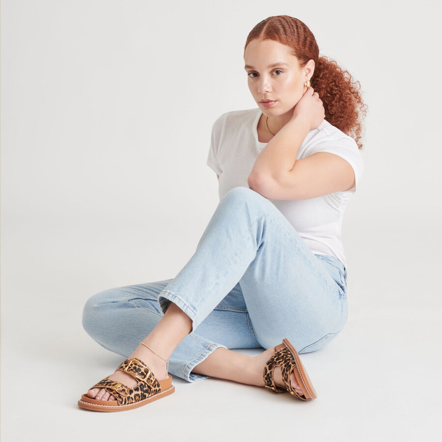 sevana sandalen dunkelbraunes leopardenmuster kalbsleder