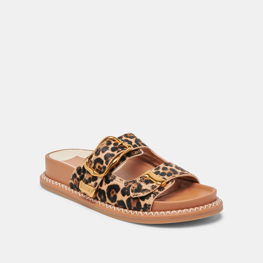 sevana sandalen dunkelbraunes leopardenmuster kalbsleder