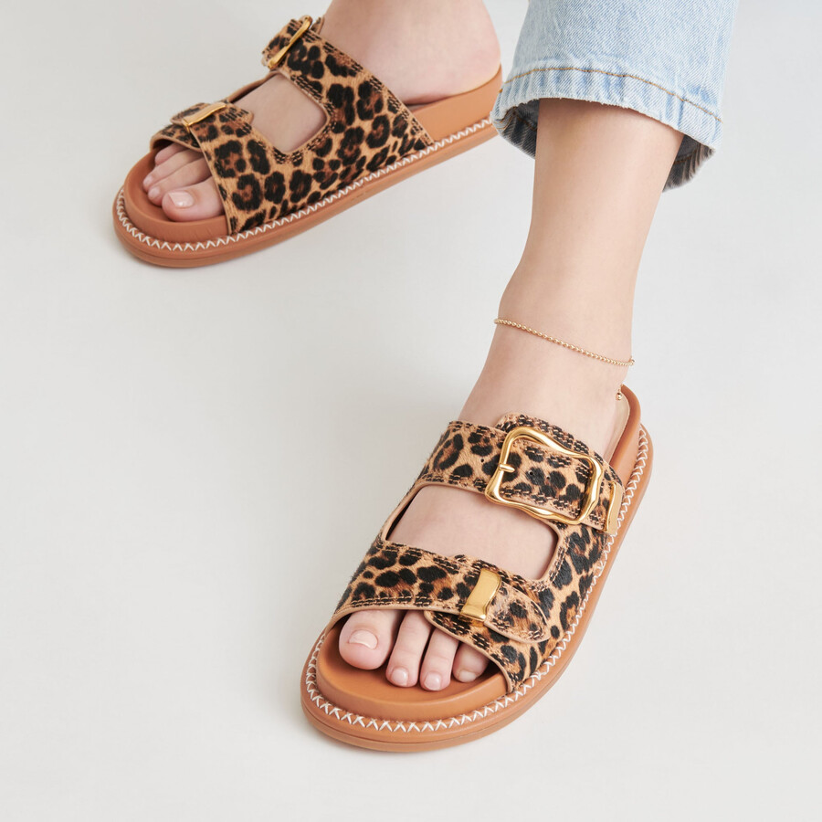 sevana sandalen dunkelbraunes leopardenmuster kalbsleder