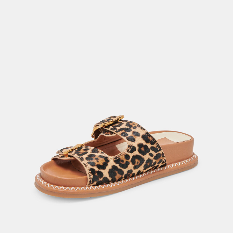 sevana sandalen dunkelbraunes leopardenmuster kalbsleder