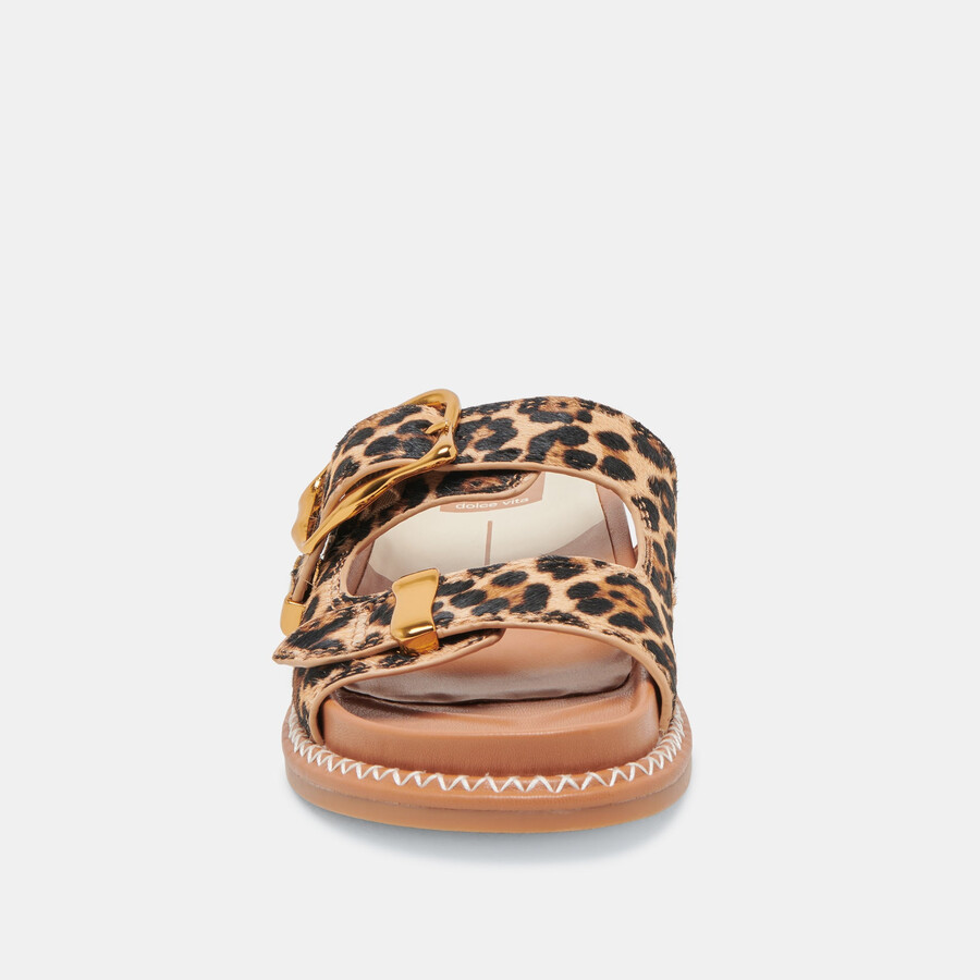 sevana sandalen dunkelbraunes leopardenmuster kalbsleder