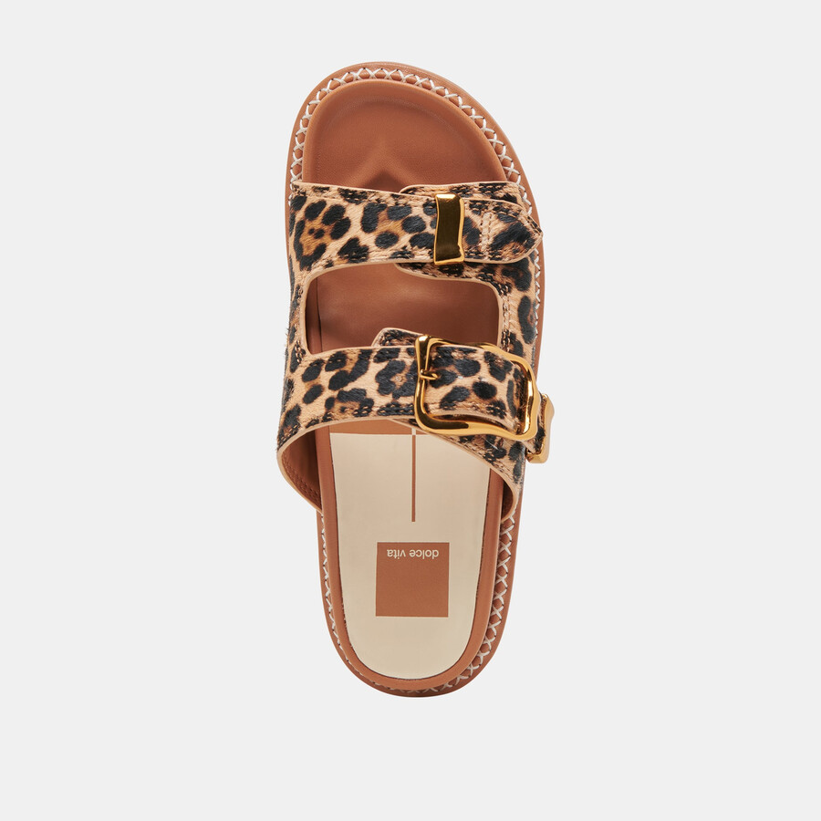 sevana sandalen dunkelbraunes leopardenmuster kalbsleder