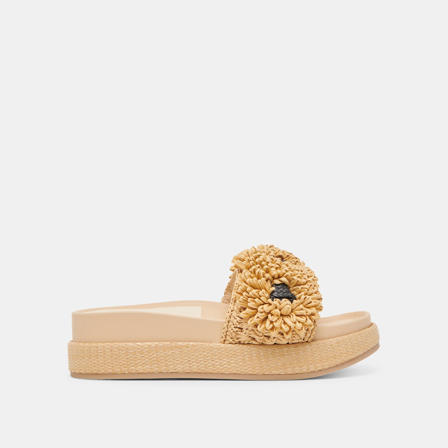 sidona blumensandalen hellbraun naturraffia