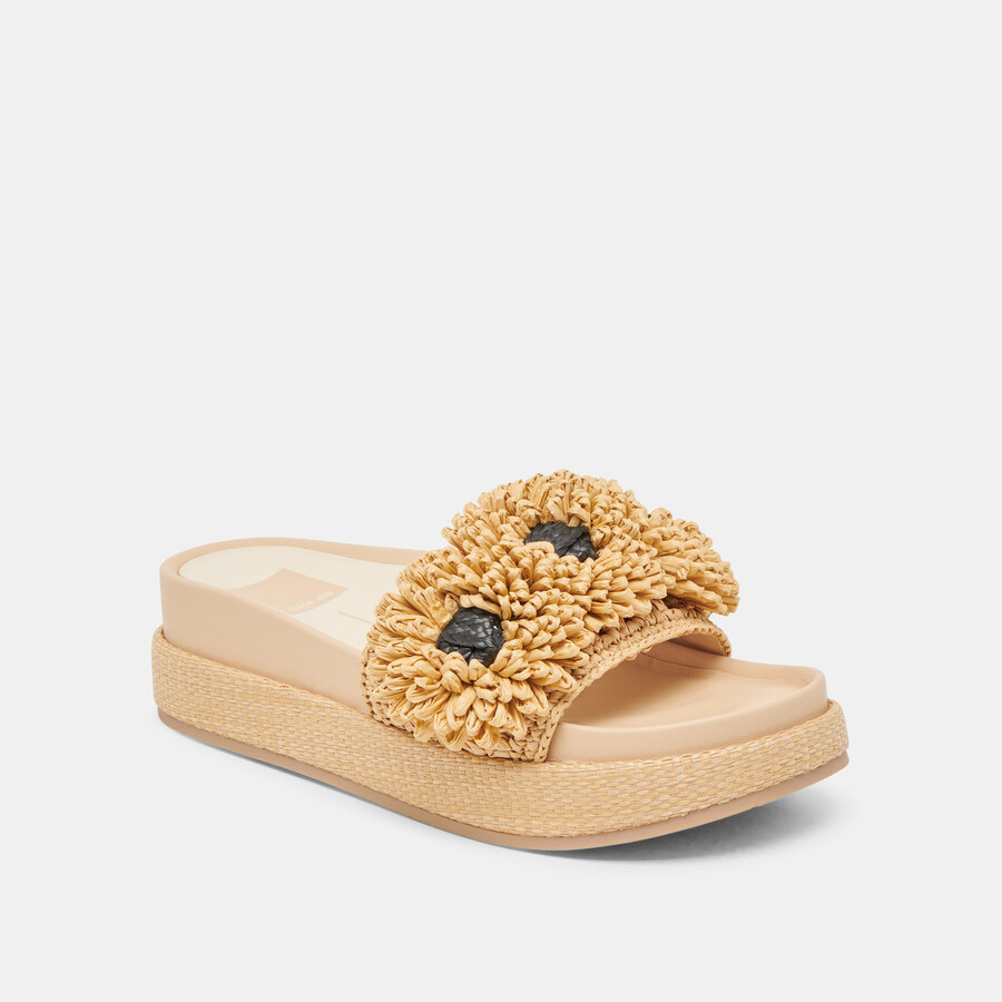 sidona blumensandalen hellbraun naturraffia