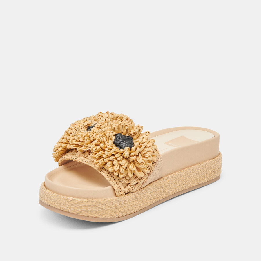 sidona blumensandalen hellbraun naturraffia