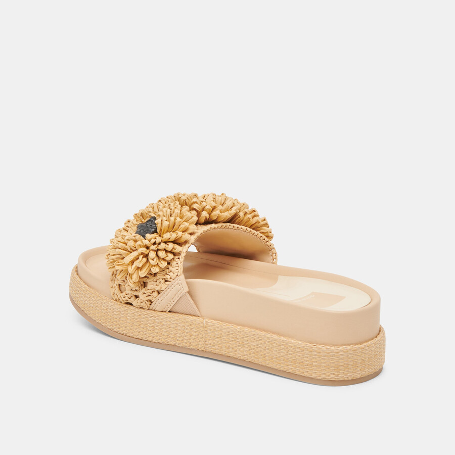 sidona blumensandalen hellbraun naturraffia