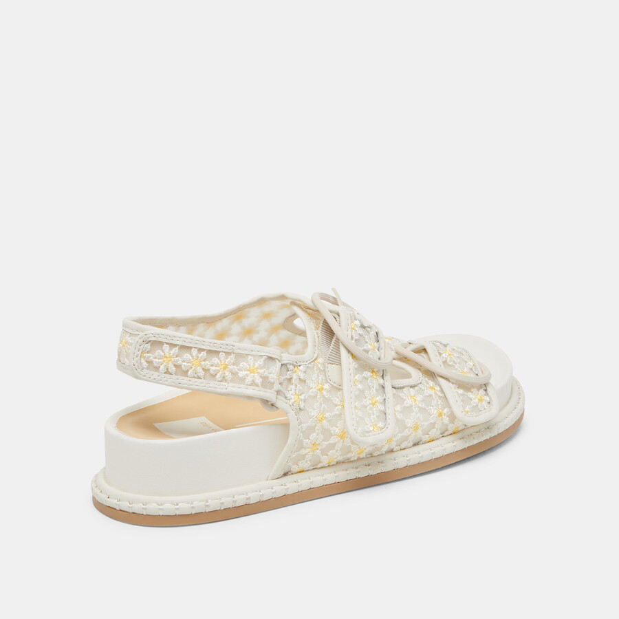 stuart sandalen mit blumenmuster weiß-gelb mit floralem mesh-einsatz