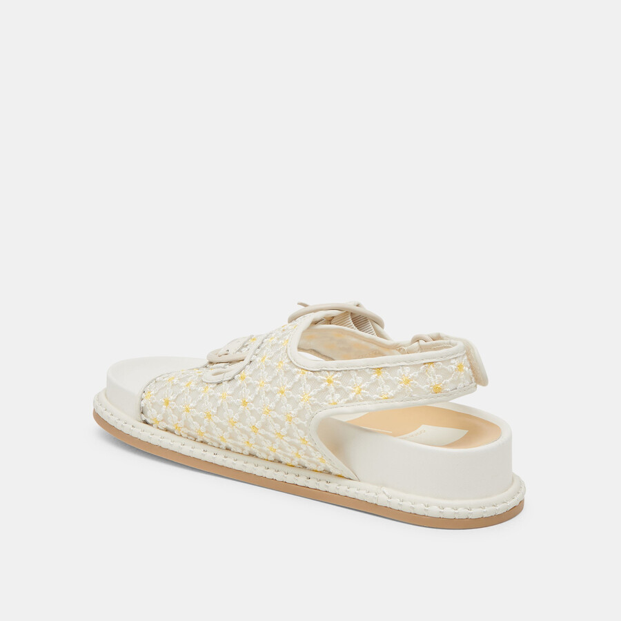 stuart sandalen mit blumenmuster weiß-gelb mit floralem mesh-einsatz