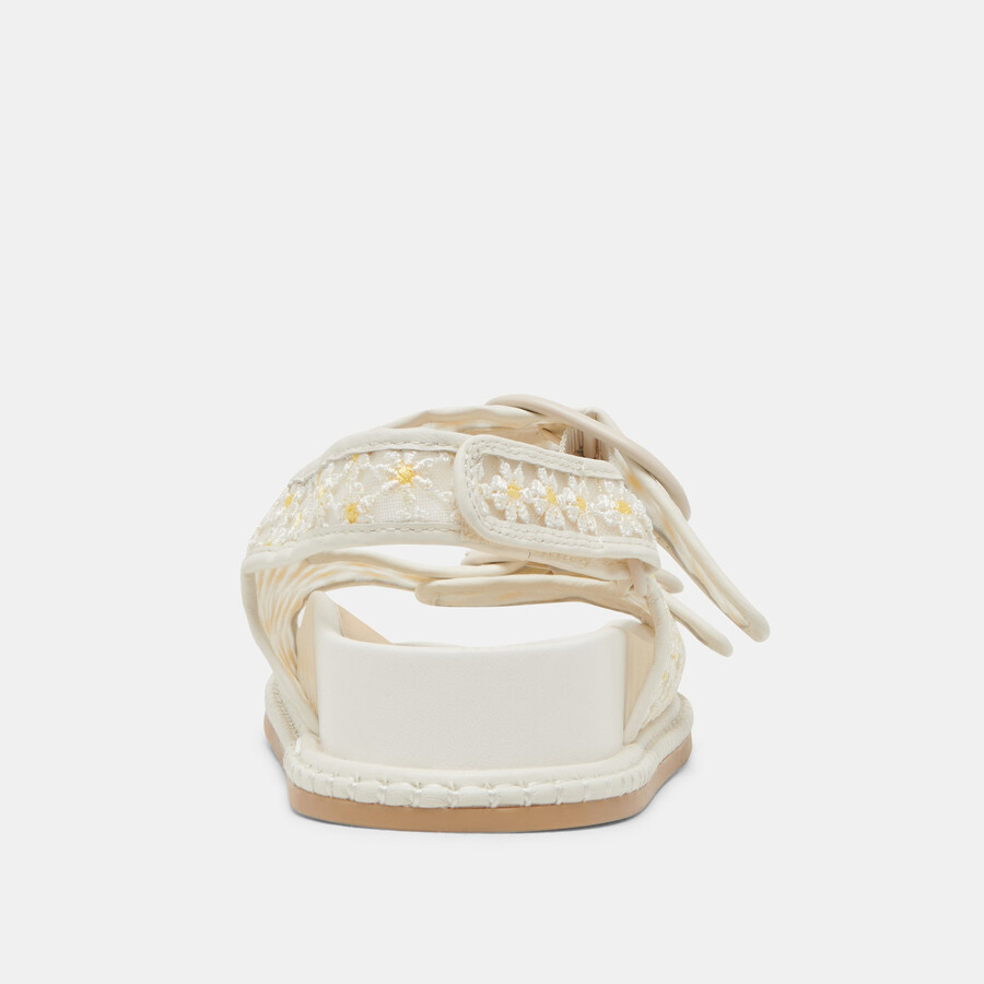 stuart sandalen mit blumenmuster weiß-gelb mit floralem mesh-einsatz