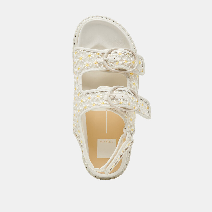 stuart sandalen mit blumenmuster weiß-gelb mit floralem mesh-einsatz