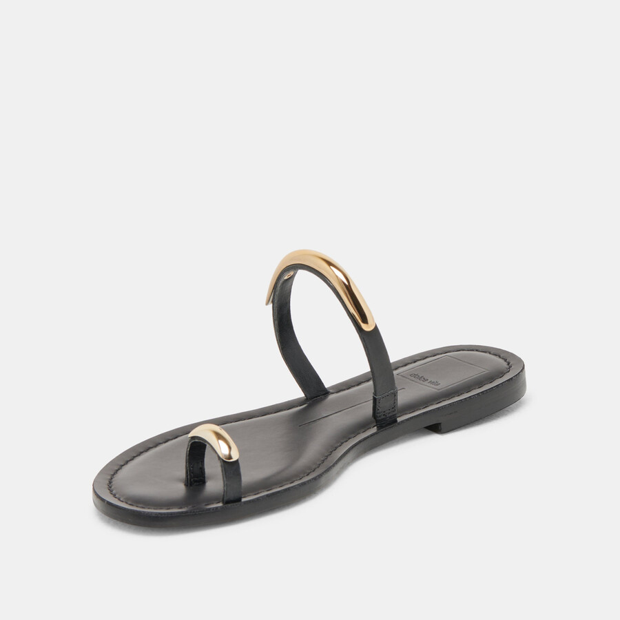 wink sandalen aus schwarzem leder