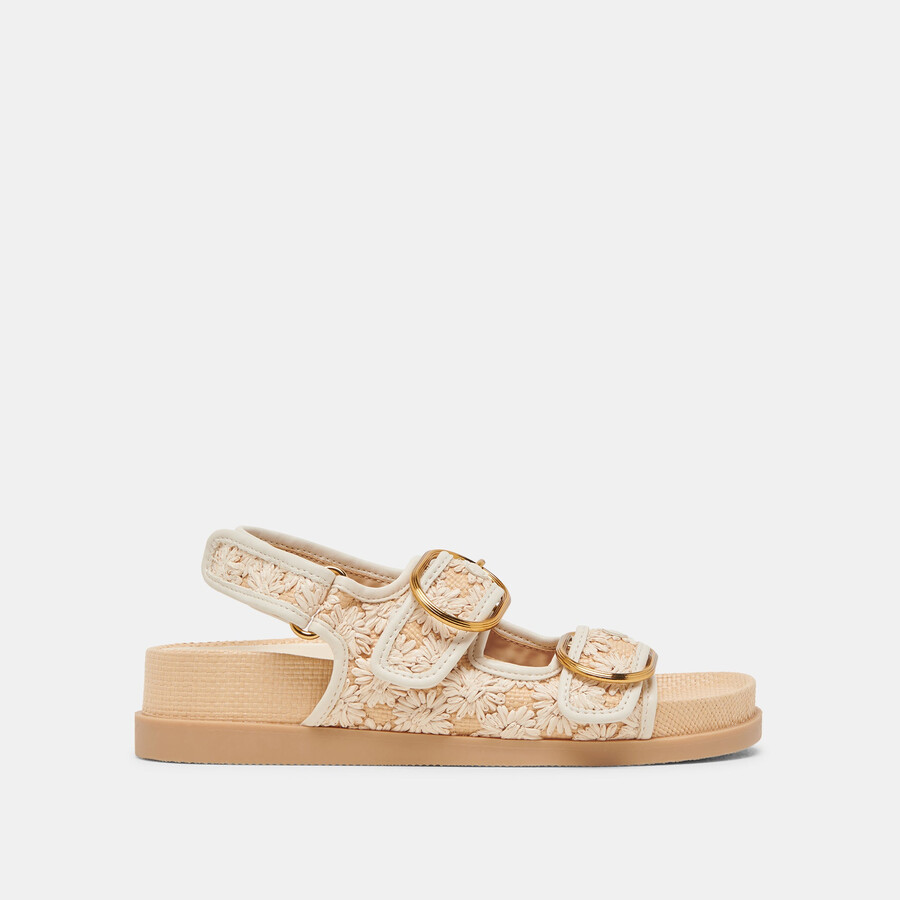 starla sandalen creme floral raffia