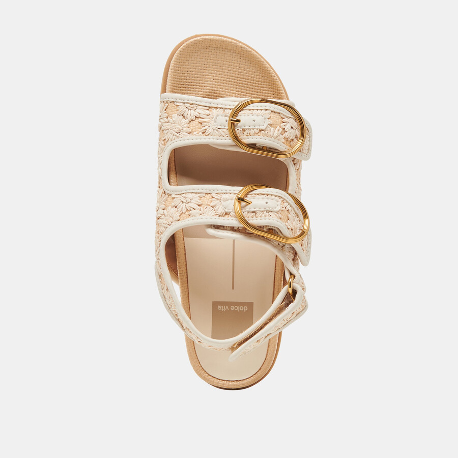 starla sandalen creme floral raffia