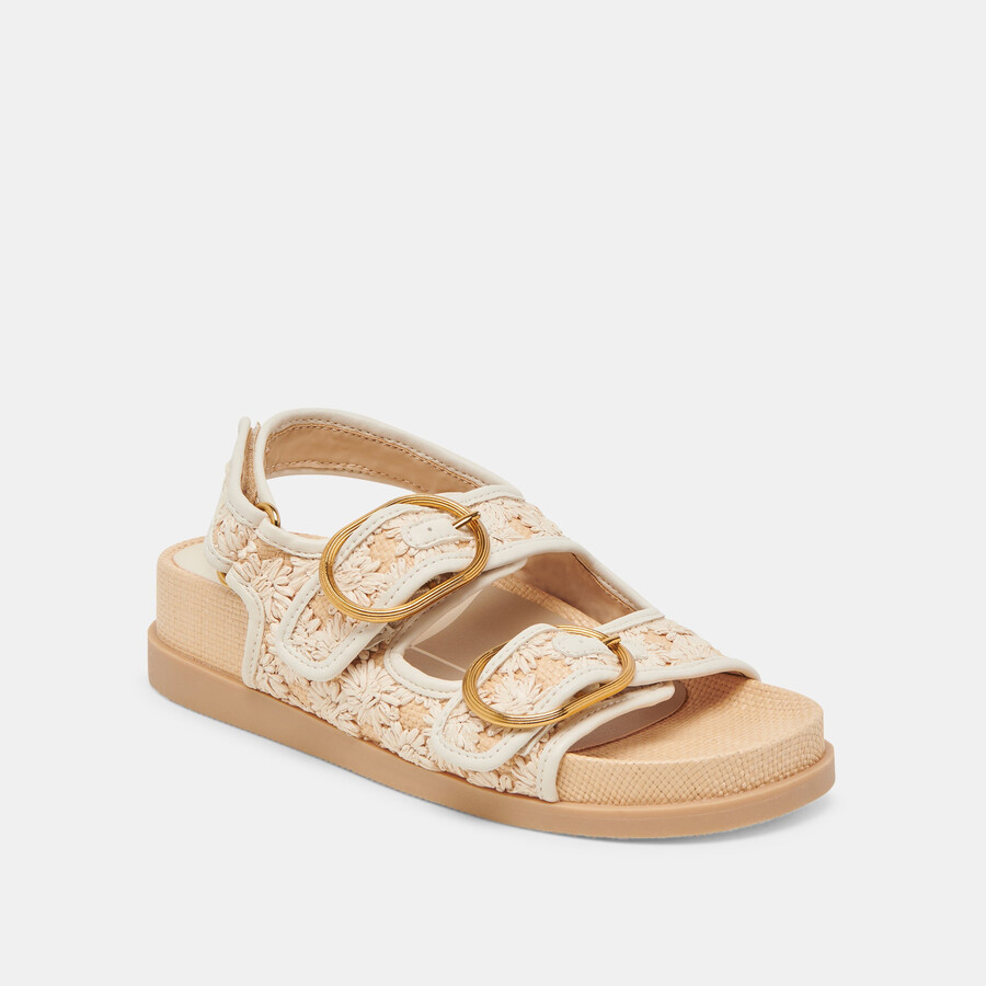 starla sandalen creme floral raffia