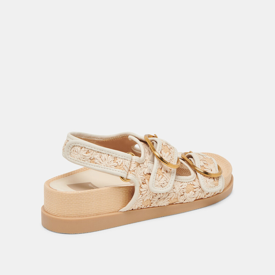 starla sandalen creme floral raffia