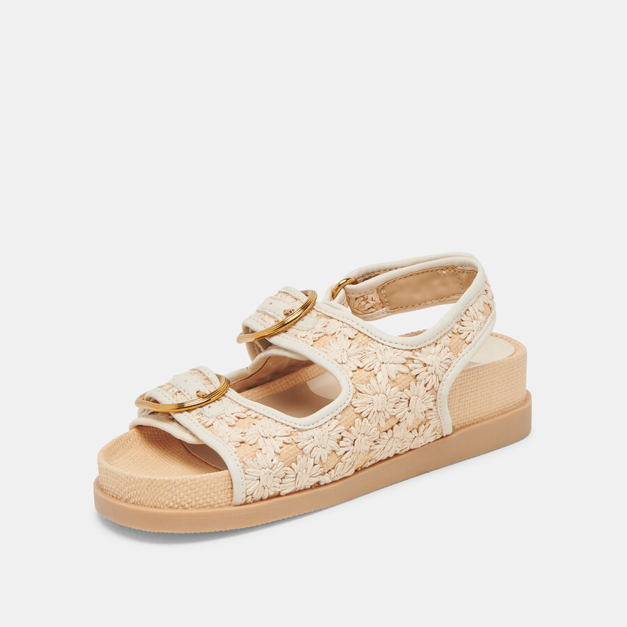 starla sandalen creme floral raffia