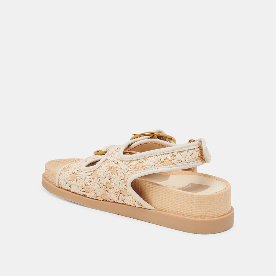 starla sandalen creme floral raffia