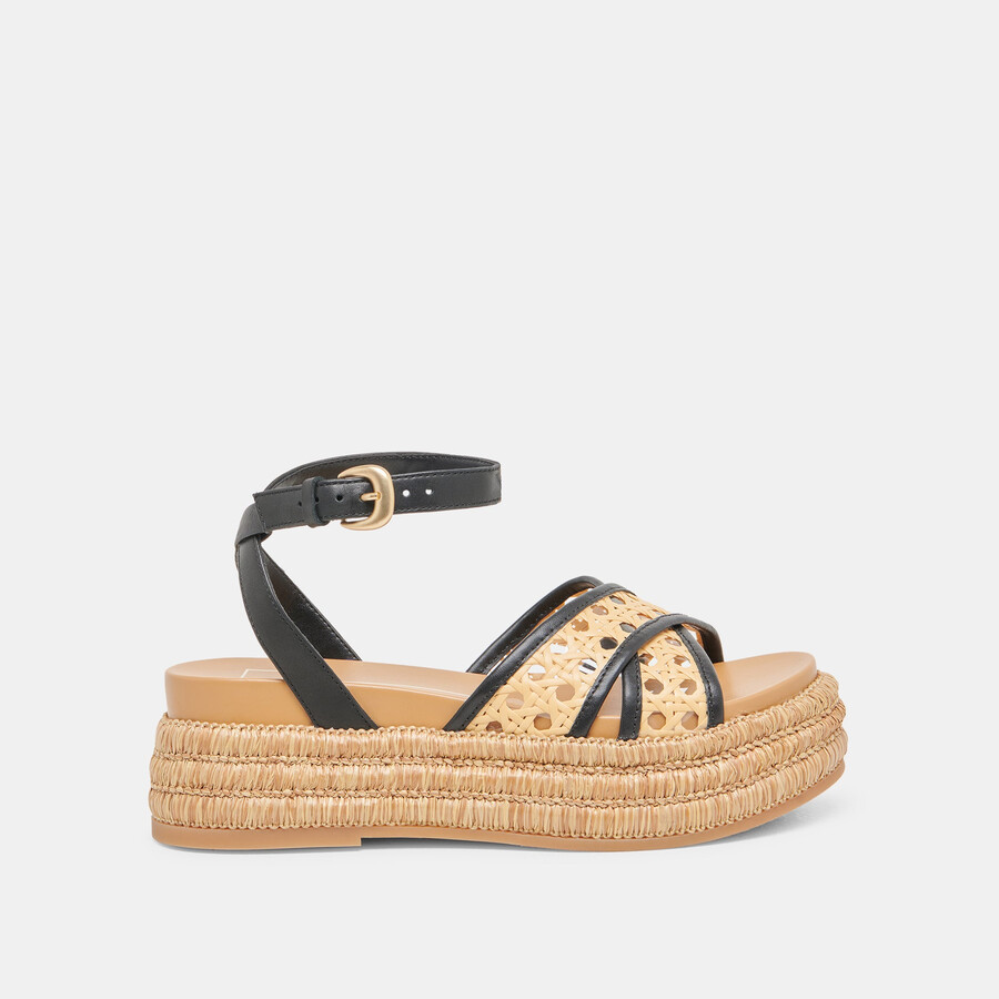 wriley sandalen schwarz gewebtes raffia