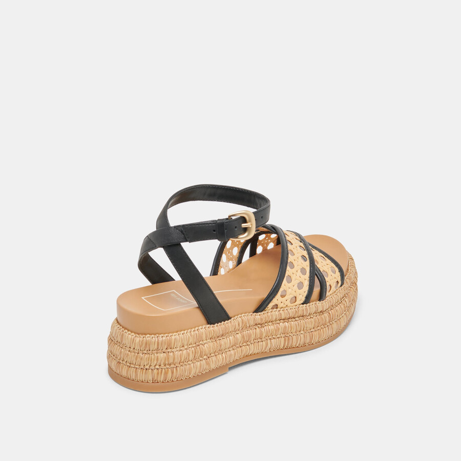 wriley sandalen schwarz gewebtes raffia