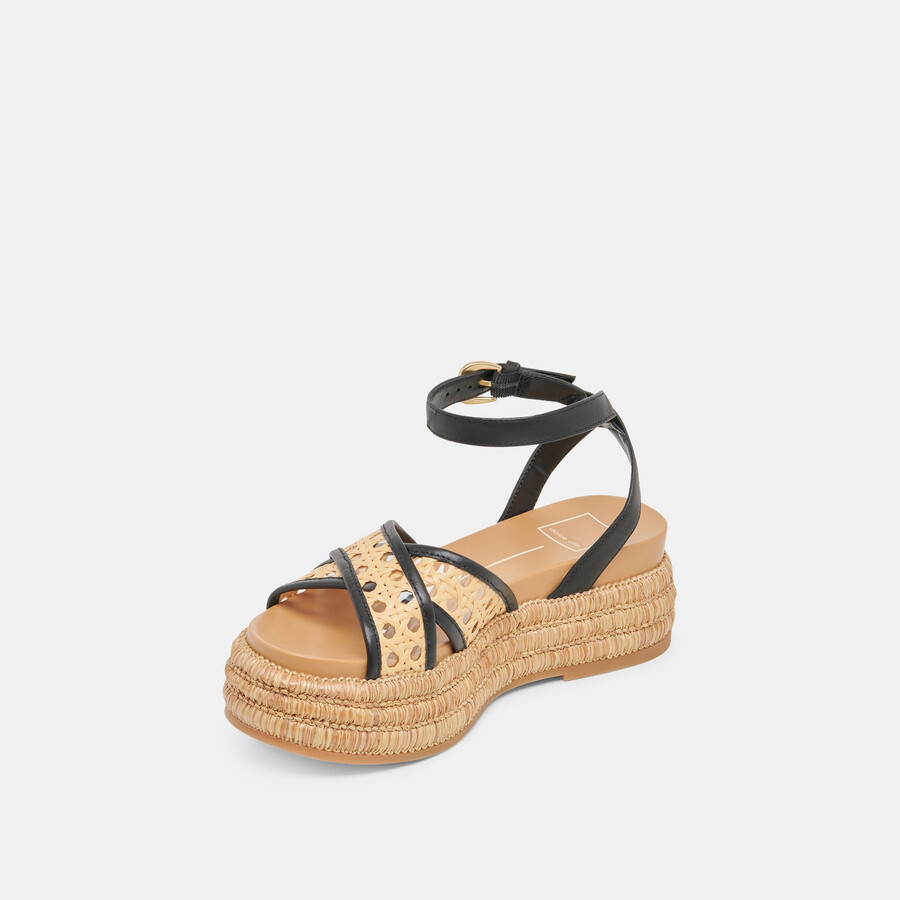 wriley sandalen schwarz gewebtes raffia