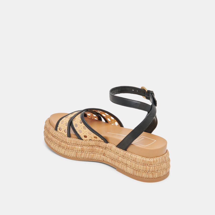 wriley sandalen schwarz gewebtes raffia