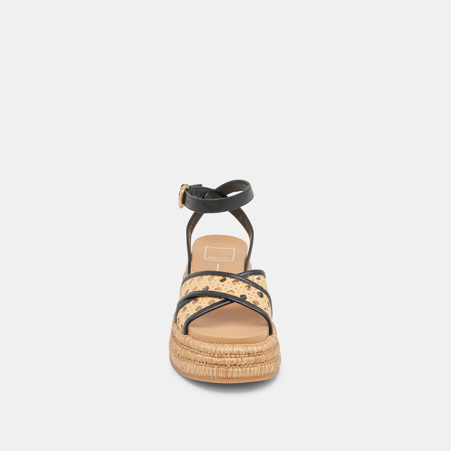 wriley sandalen schwarz gewebtes raffia