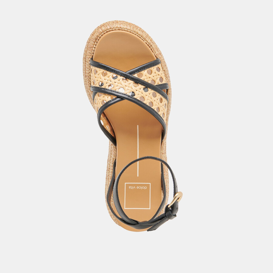 wriley sandalen schwarz gewebtes raffia
