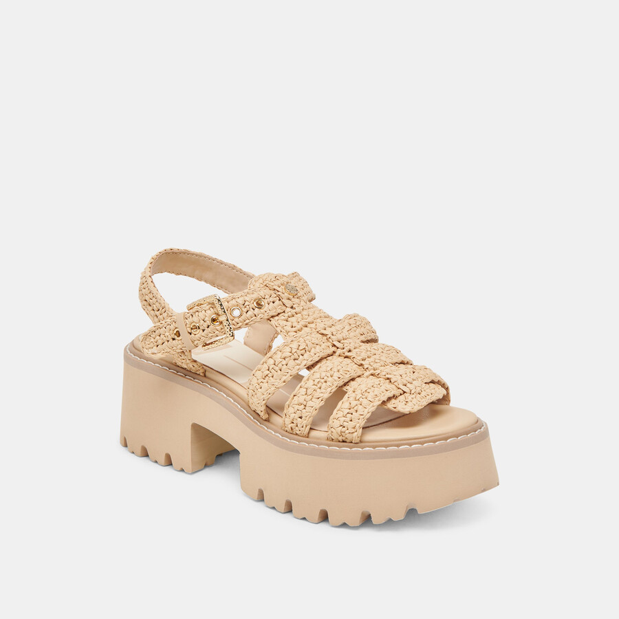 latice sandalen hell natur strick
