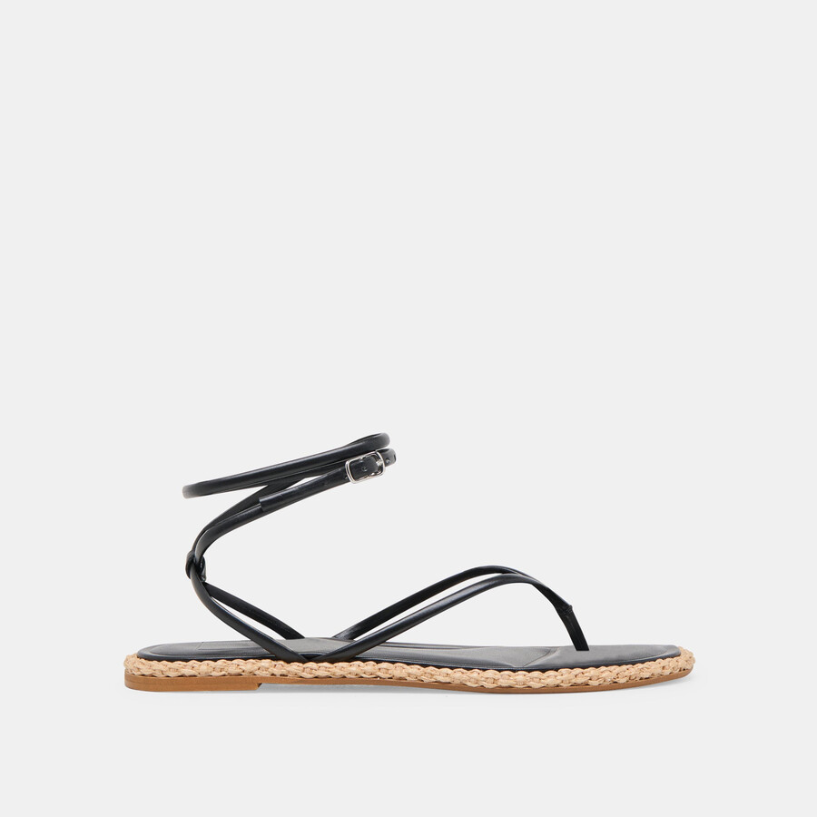 cove sandalen aus schwarzem leder