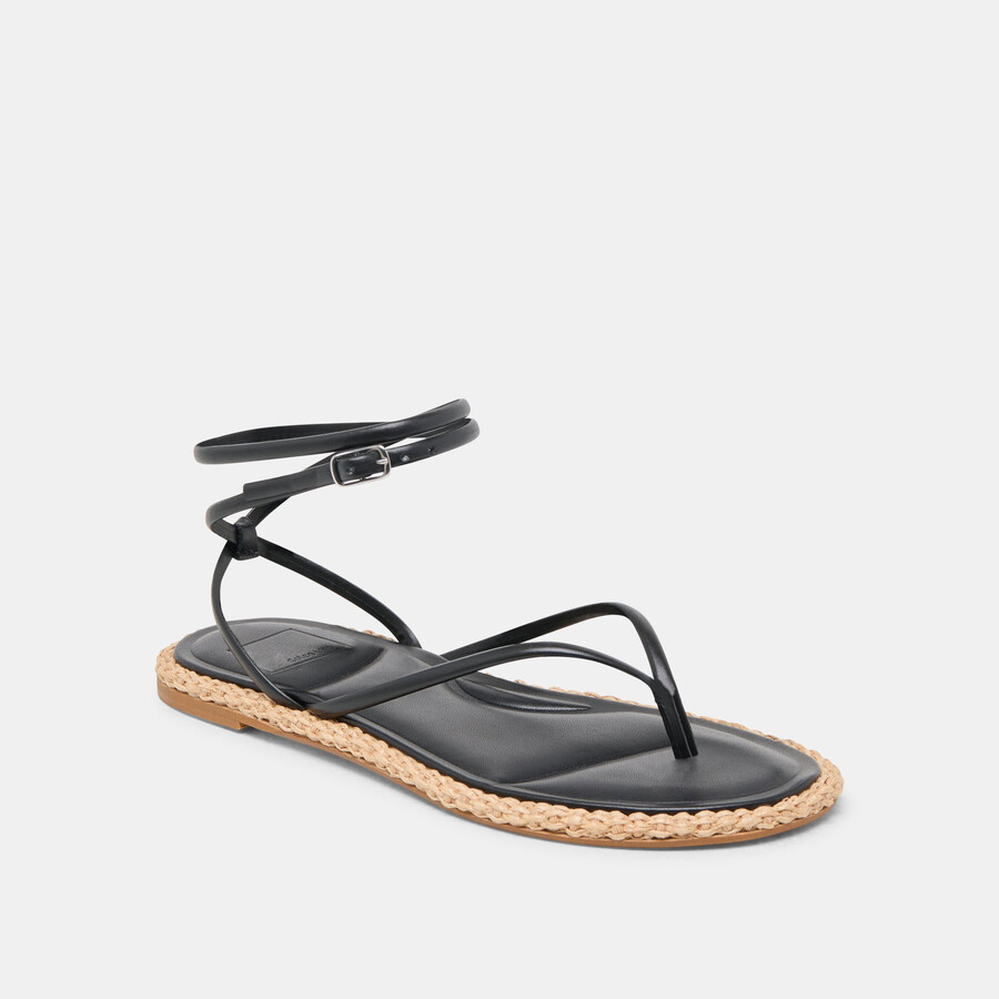 cove sandalen aus schwarzem leder