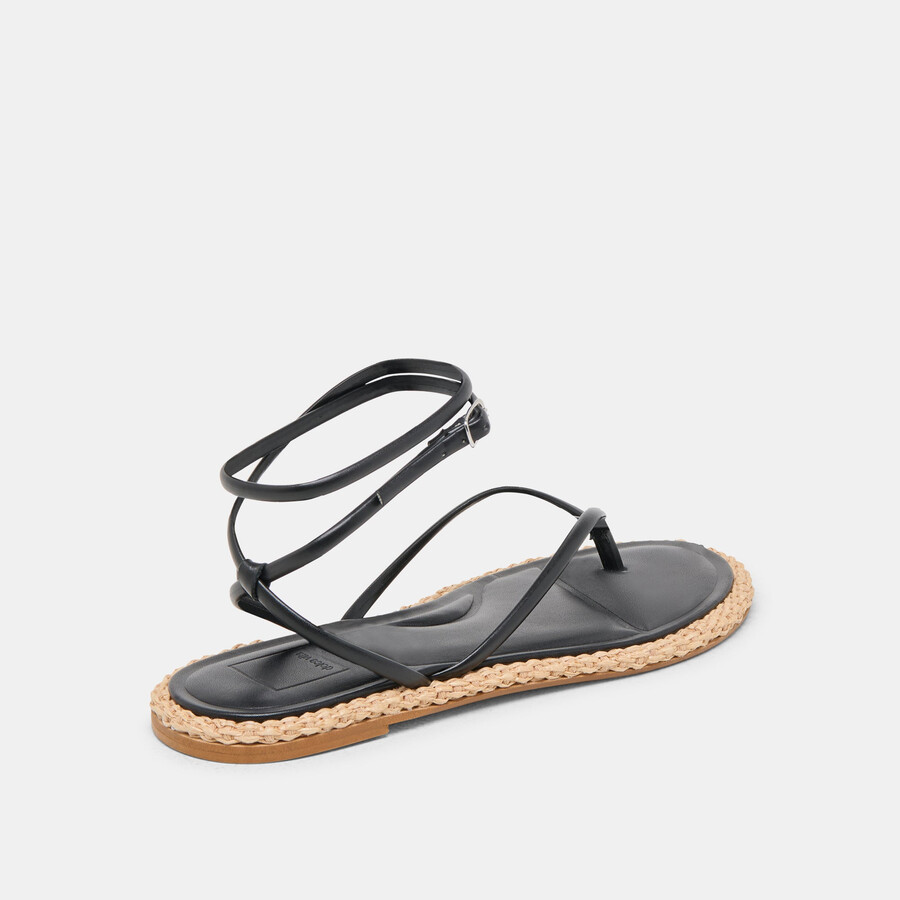 cove sandalen aus schwarzem leder