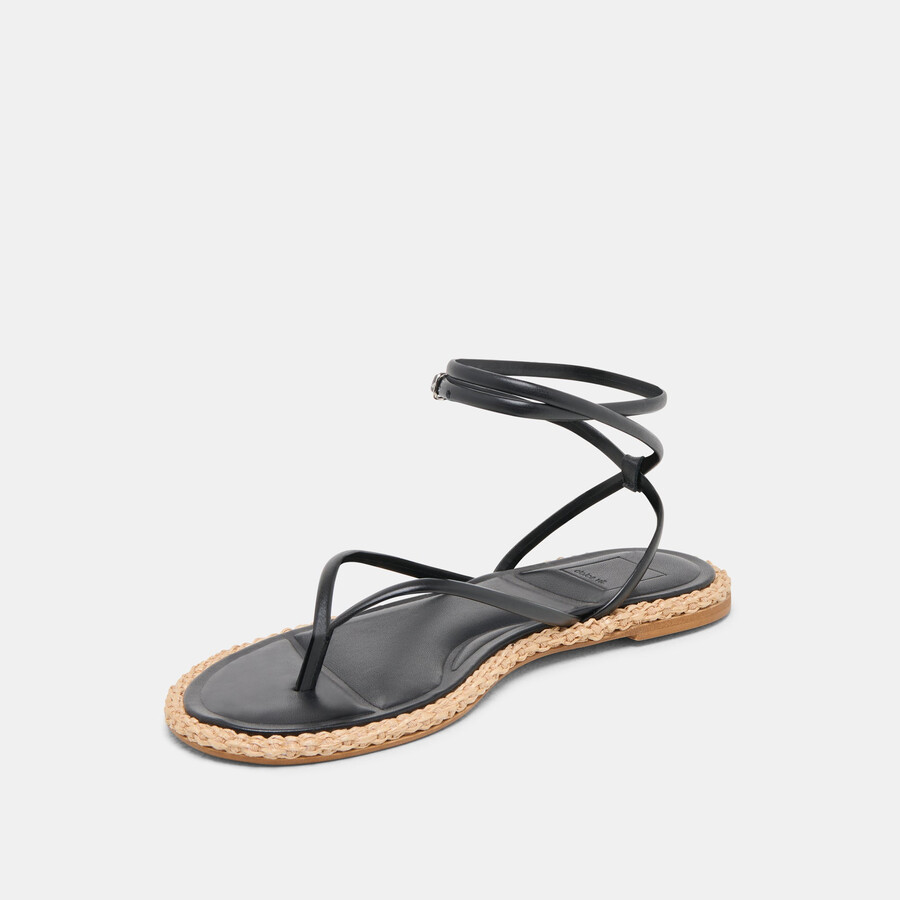 cove sandalen aus schwarzem leder