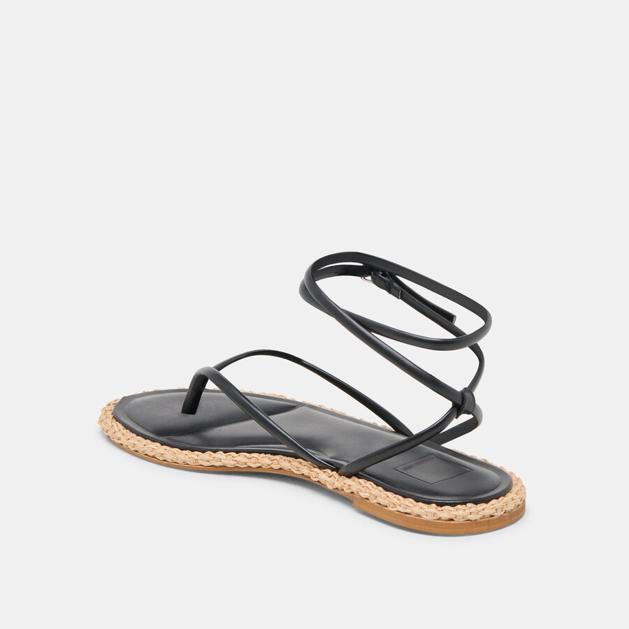 cove sandalen aus schwarzem leder