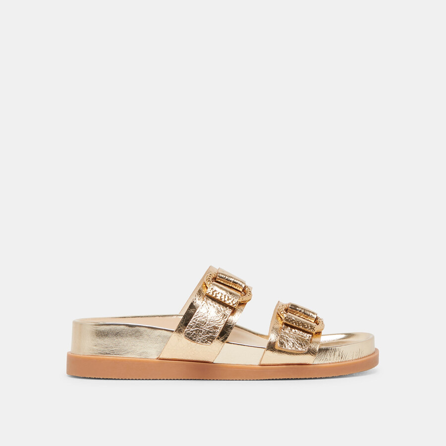 soya sandalen goldfarbenes leder im used-look