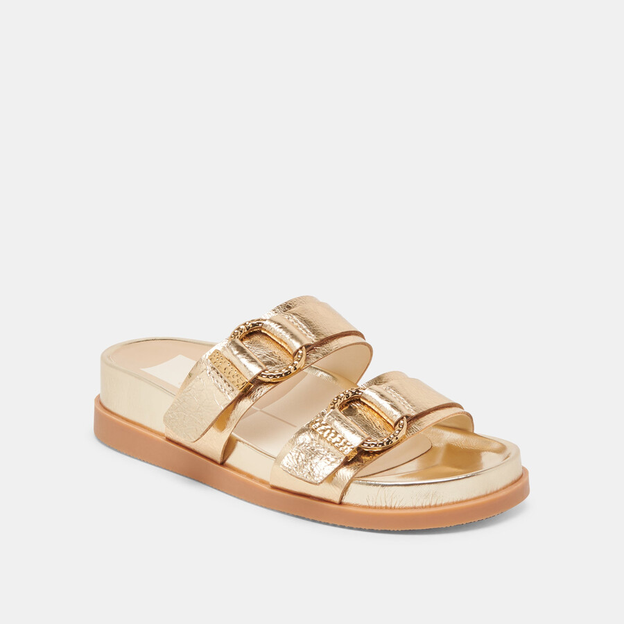soya sandalen goldfarbenes leder im used-look