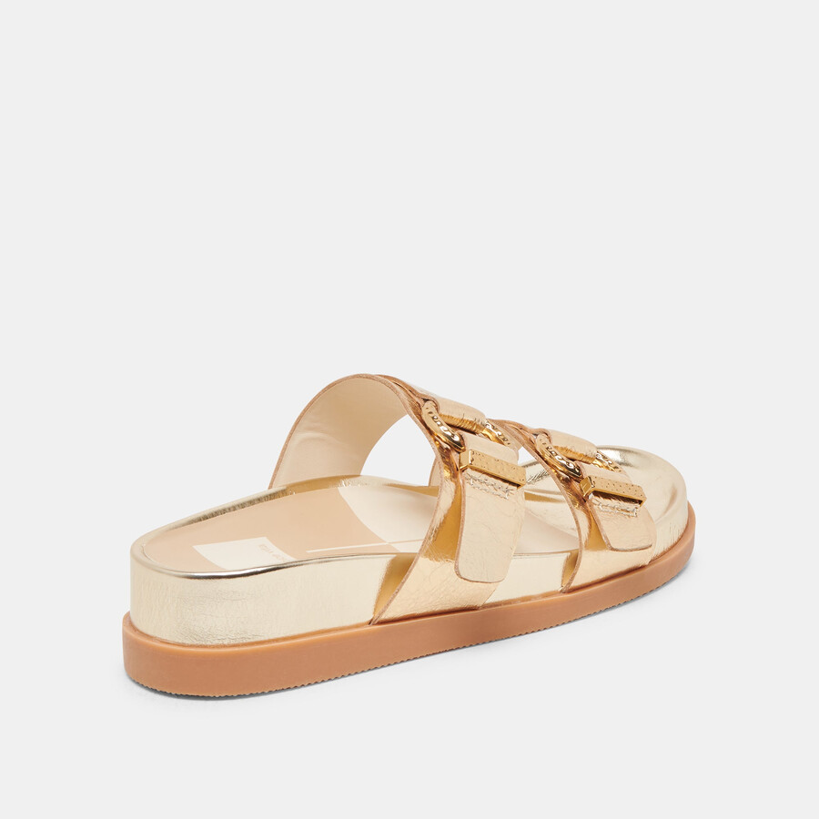 soya sandalen goldfarbenes leder im used-look