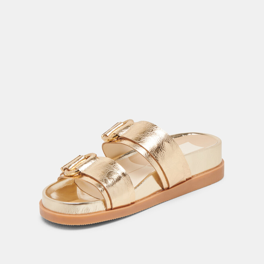 soya sandalen goldfarbenes leder im used-look