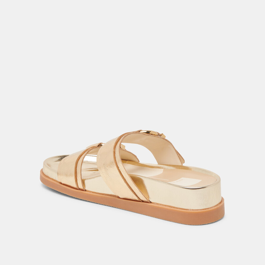 soya sandalen goldfarbenes leder im used-look