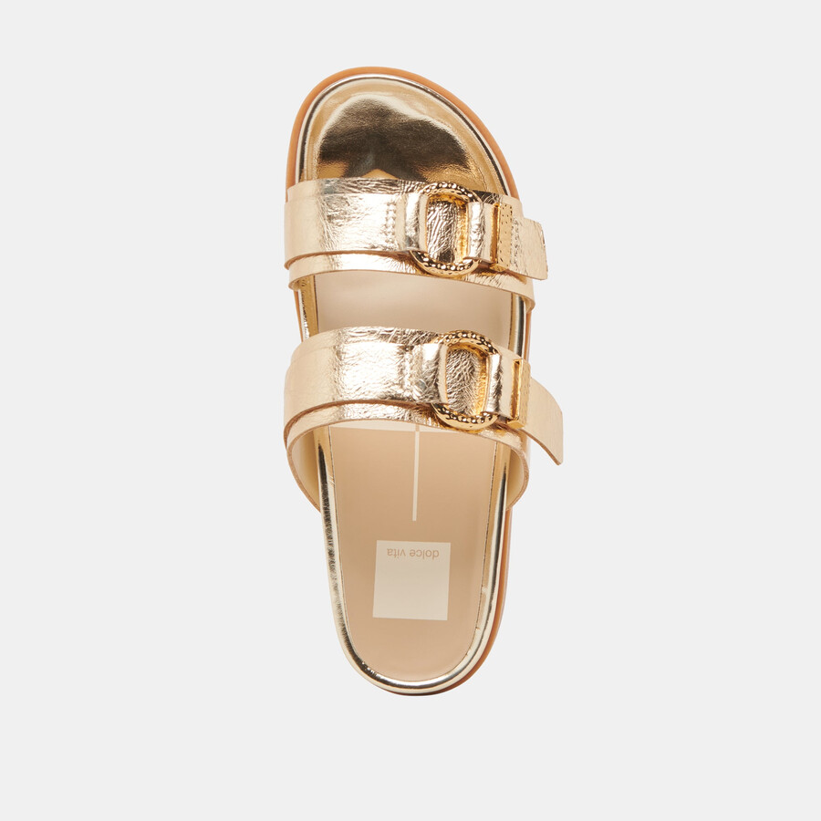 soya sandalen goldfarbenes leder im used-look